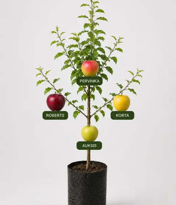 Familien-Apfelbaum (Malus domestica) KORTA + ROBERTS + PERVINKA + AUKSIS